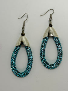 Turquoise Rhinestone Raindrop Earrings