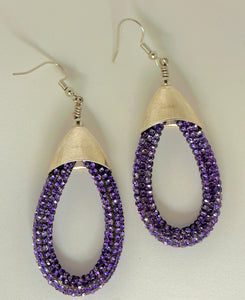 Ultra Violet Rhinestone Raindrop Earrings