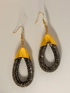 Gunmetal Rhinestone Raindrop Earrings