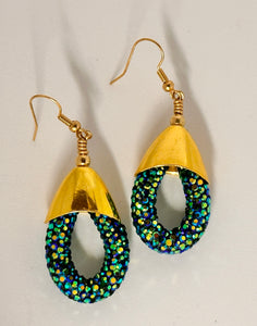 Iridescent AB Green Raindrop Earrings