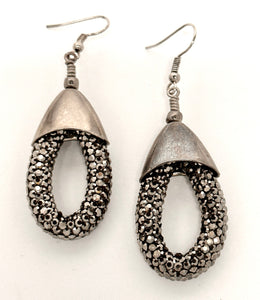 Gunmetal Rhinestone Raindrop Earrings