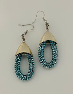 Turquoise Rhinestone Raindrop Earrings