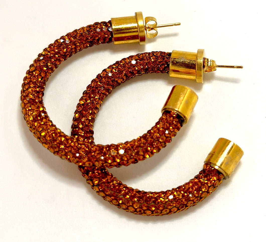 Blazing Copper Rhinestone Hoops