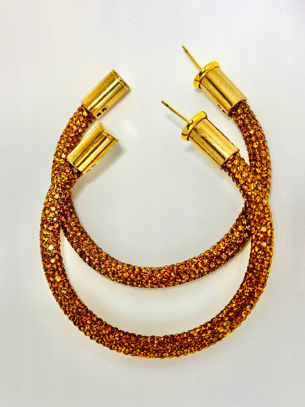 Blazing Copper Rhinestone Hoops