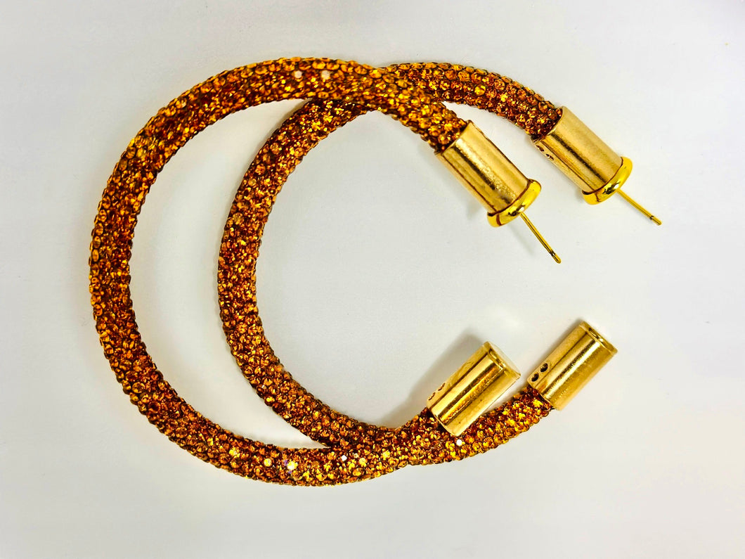 Blazing Copper Rhinestone Hoops