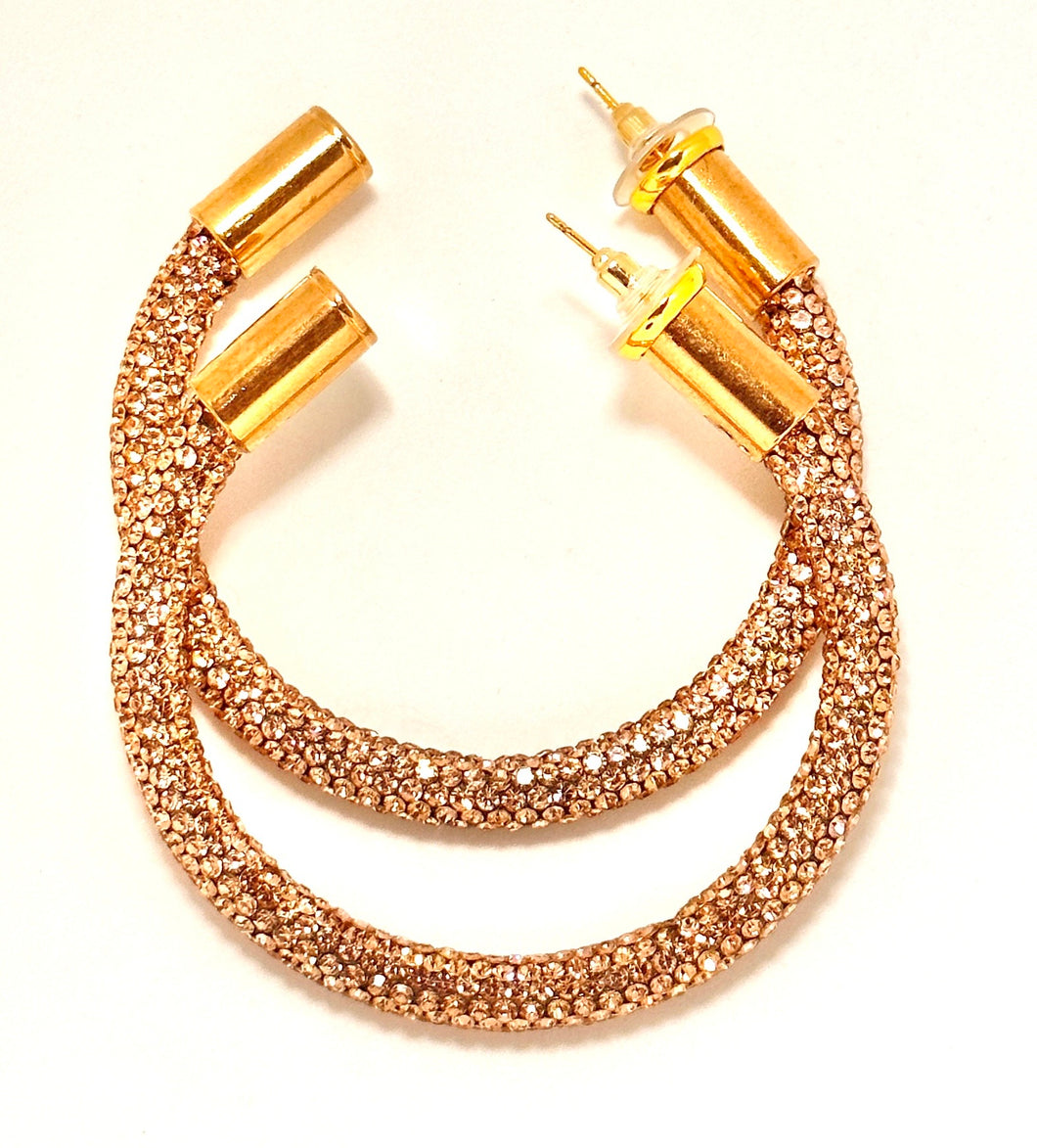 Rose Gold Rhinestone Hoops