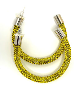 Lemon Yellow Rhinestone Hoops