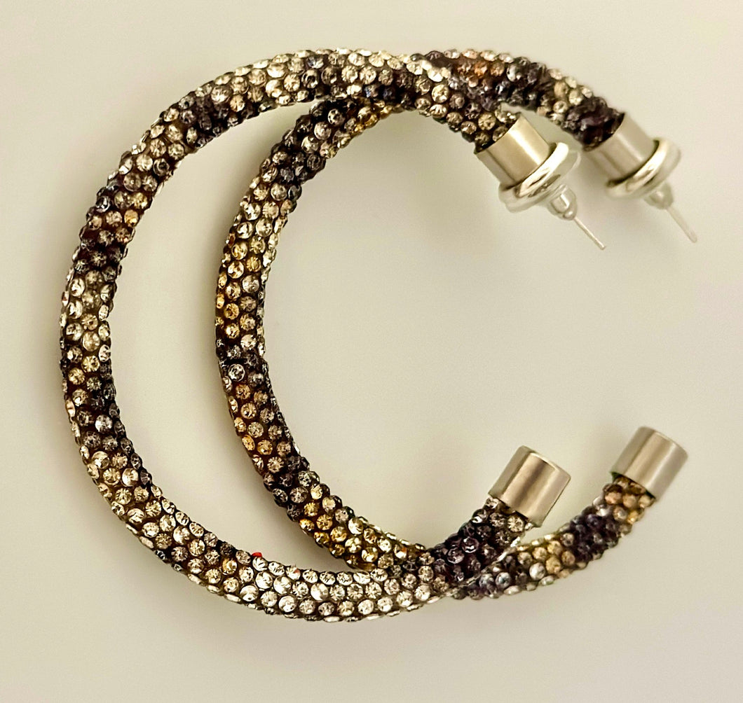 Leopard Rhinestone Hoops