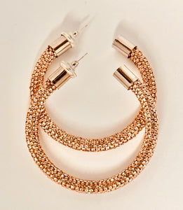 Rose Gold Rhinestone Hoops