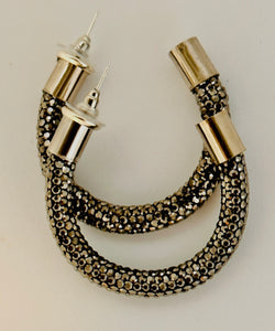 Gunmetal Rhinestone Hoops