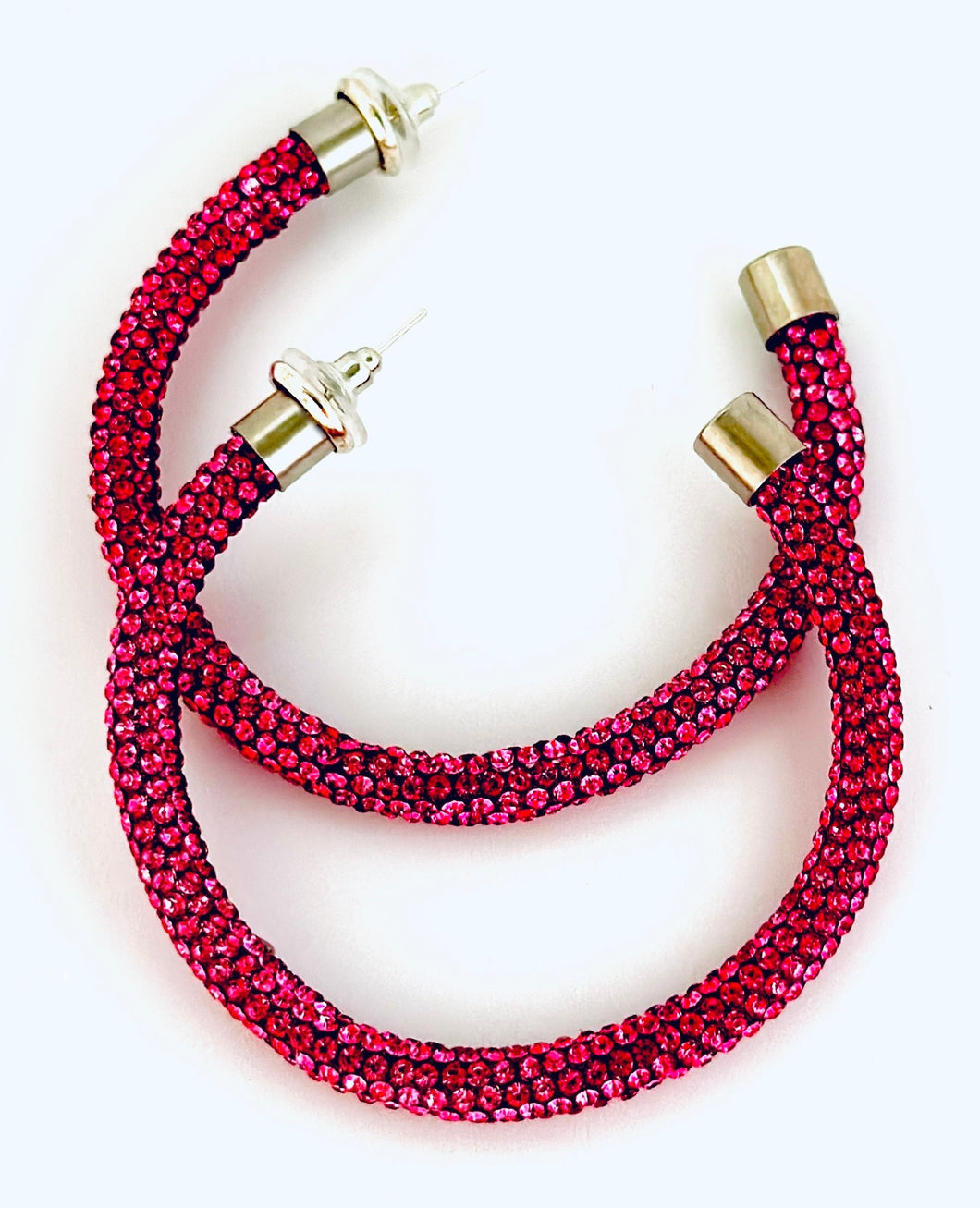 Hot Pink Rhinestone Hoops