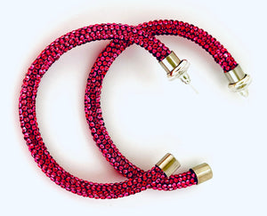 Hot Pink Rhinestone Hoops