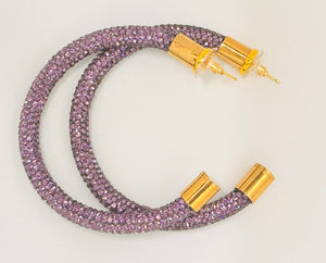 Dark Lavender Rhinestone Hoops