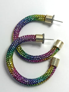 Rainbow Rhinestone Hoops