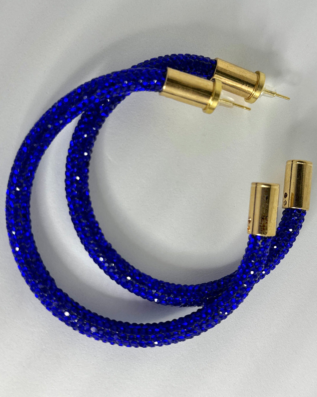 Sapphire Rhinestone Hoops