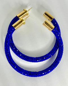 Sapphire Rhinestone Hoops