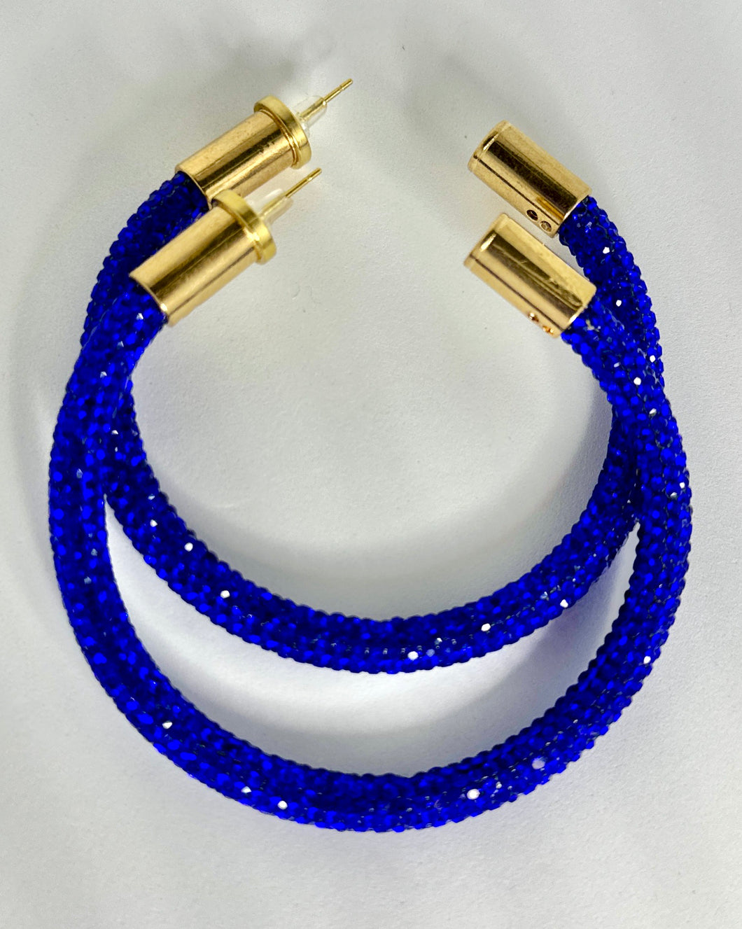 Sapphire Rhinestone Hoops