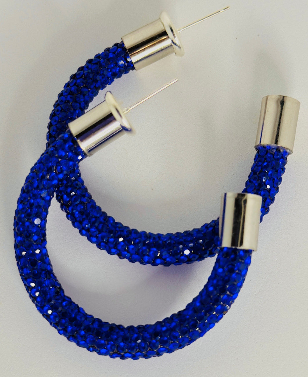 Sapphire Rhinestone Hoops