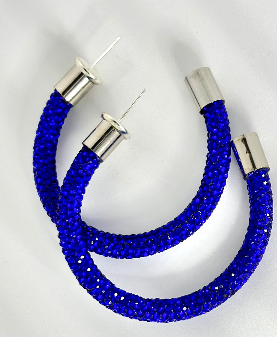 Sapphire Rhinestone Hoops