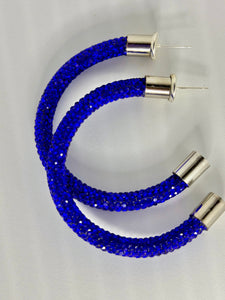 Sapphire Rhinestone Hoops