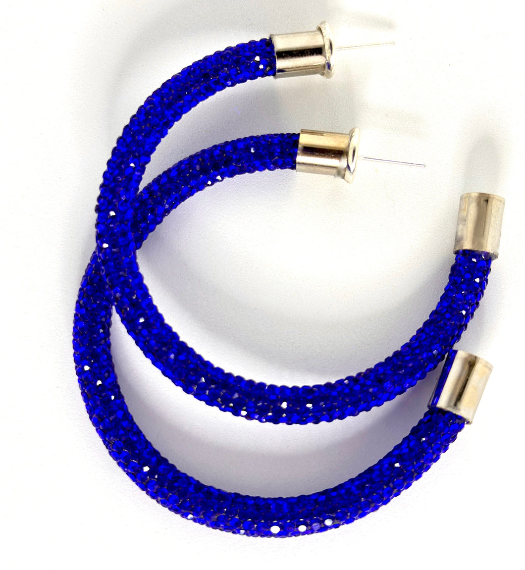 Sapphire Rhinestone Hoops