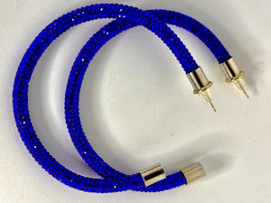 Sapphire Rhinestone Hoops