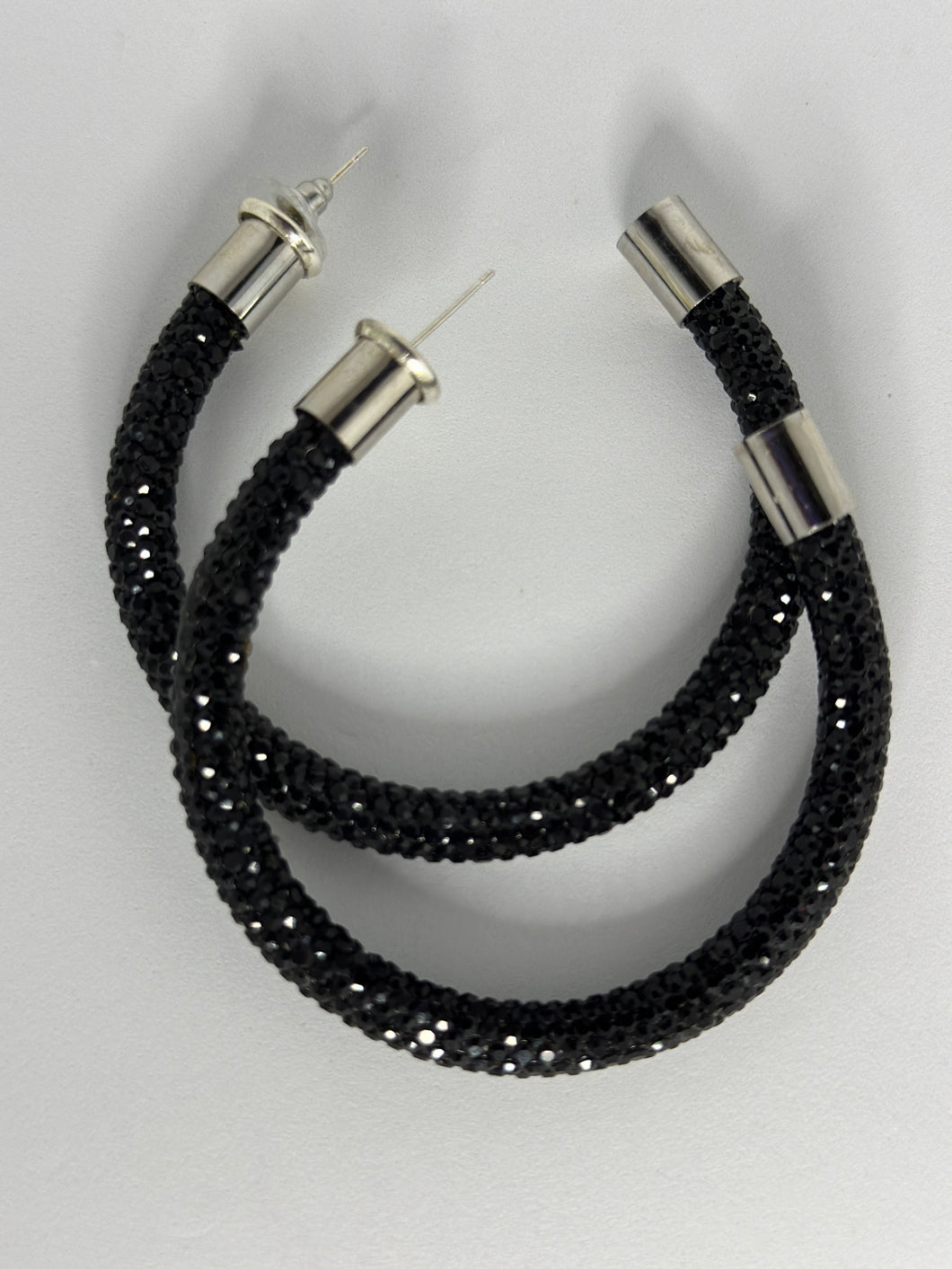 Onyx Rhinestone Hoops