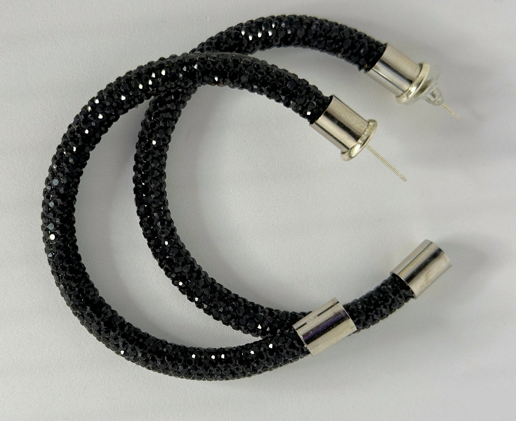 Onyx Rhinestone Hoops