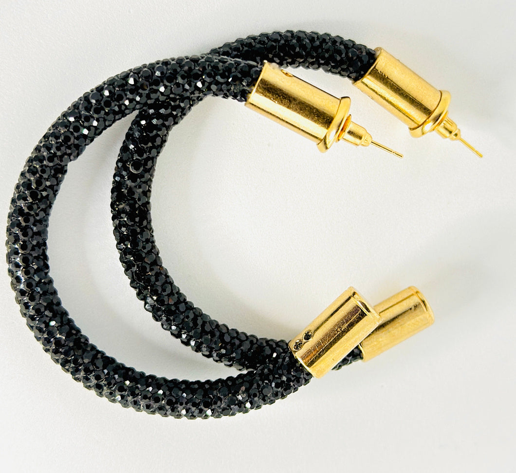 Onyx Rhinestone Hoops