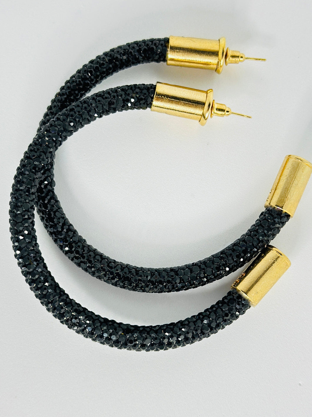 Onyx Rhinestone Hoops