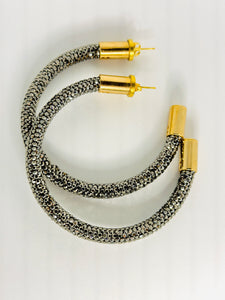 Gunmetal Rhinestone Hoops