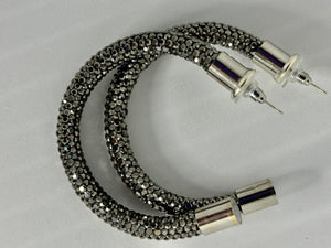 Gunmetal Rhinestone Hoops