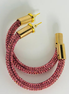 Pink Rhinestone Hoops