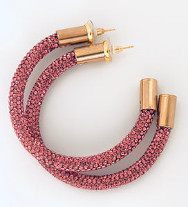 Pink Rhinestone Hoops