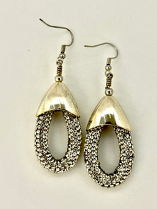 White Silver Rhinestone Raindrop Earrings