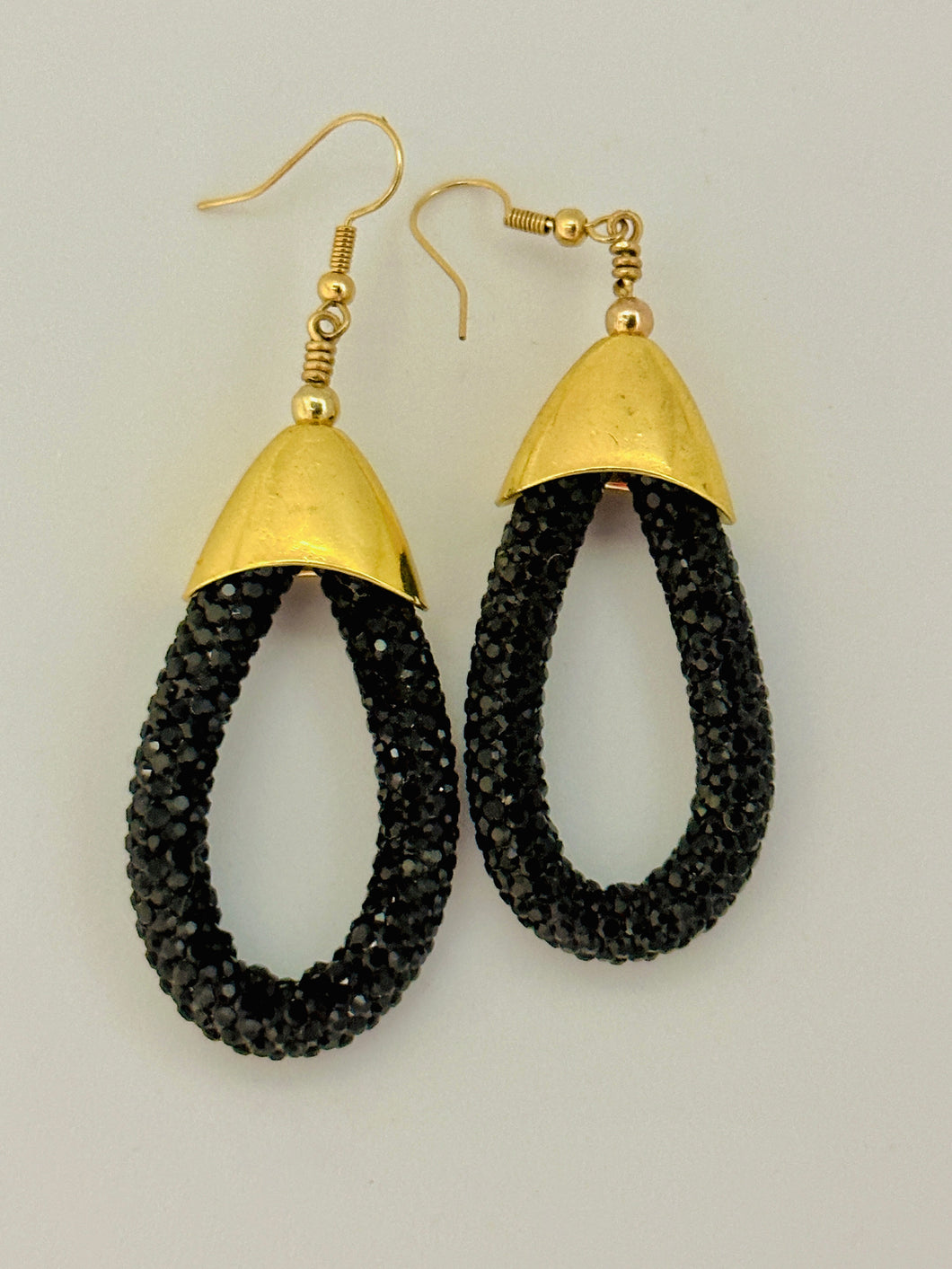 Onyx Rhinestone Raindrop Earrings