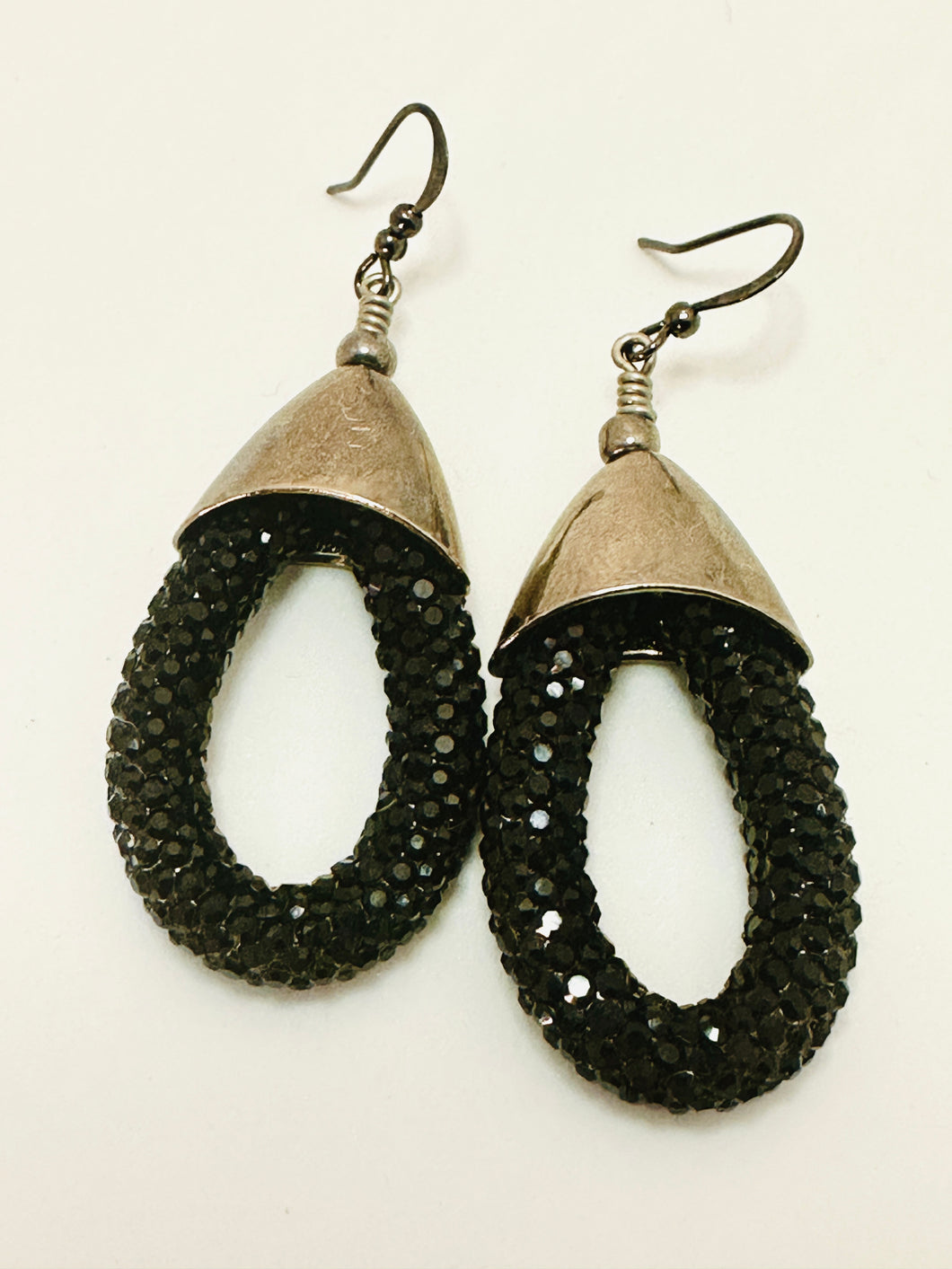 Onyx Rhinestone Raindrop Earrings