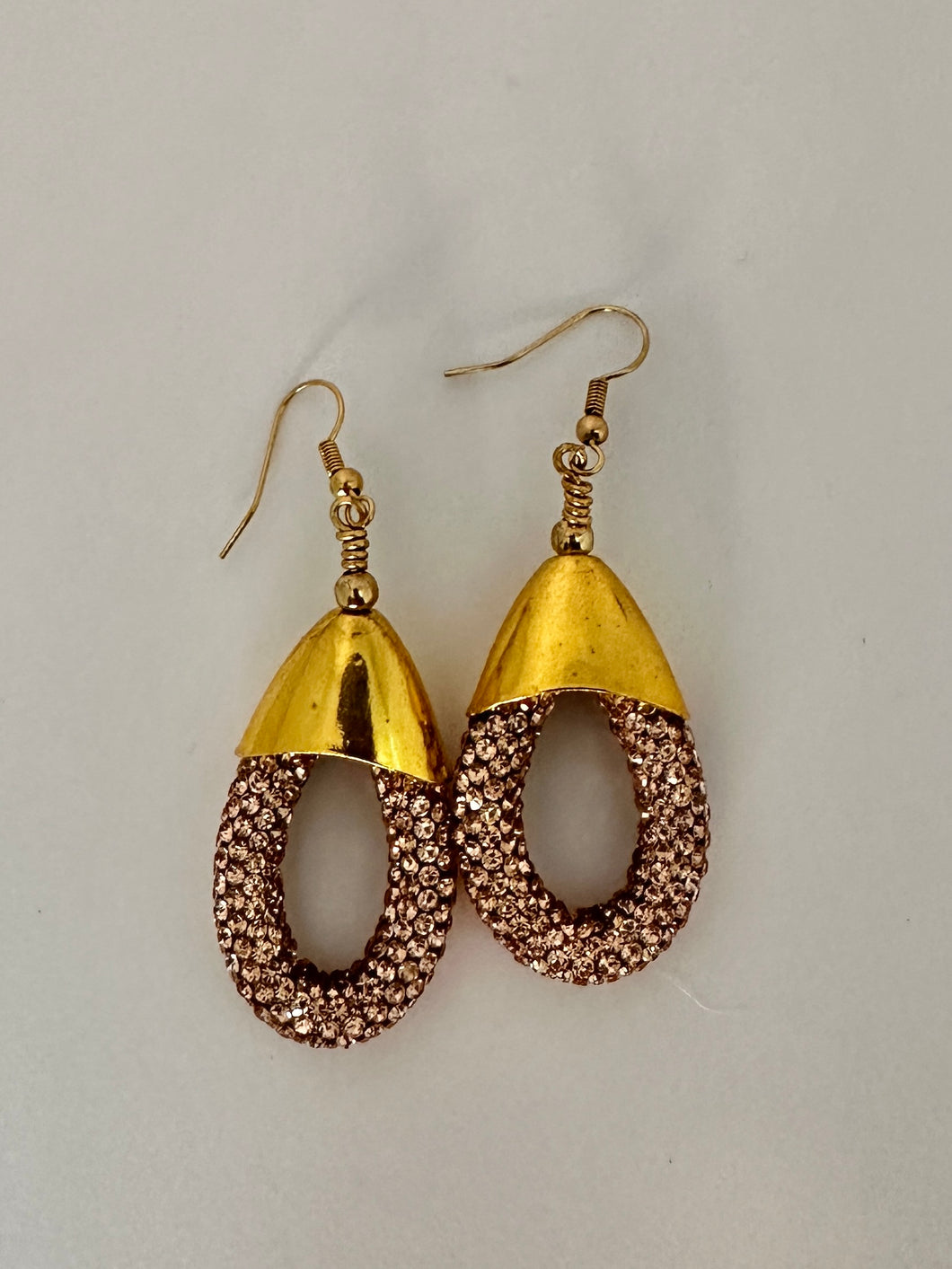 Rose Gold Rhinestone Raindrop Earrings