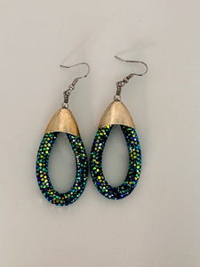 Iridescent AB Green Raindrop Earrings